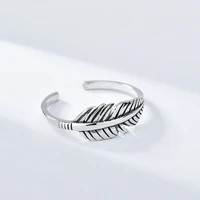 sace gems ring for women 100 s925 sterling silver personality creative feather ring female retro do old fine jewelry wholesale