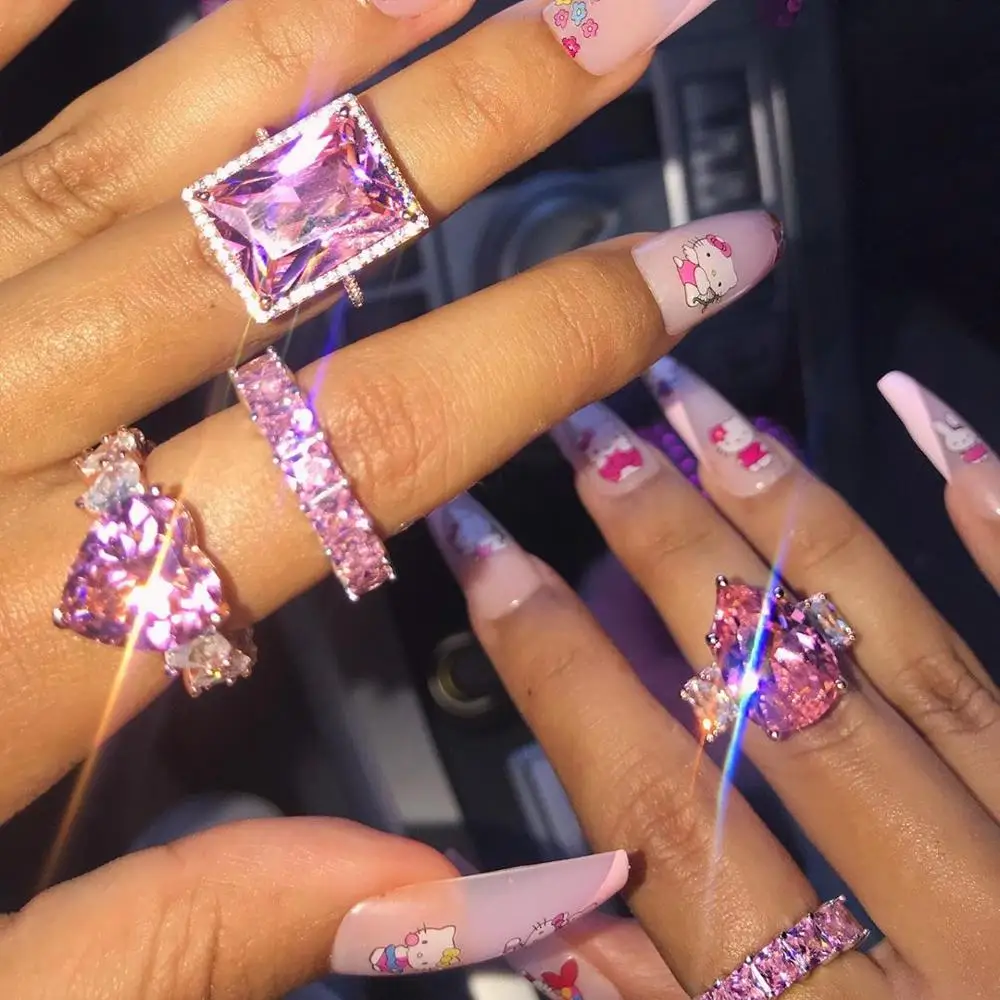 Обручальное кольцо с фианитами в форме сердца для женщин ювелирное изделие на