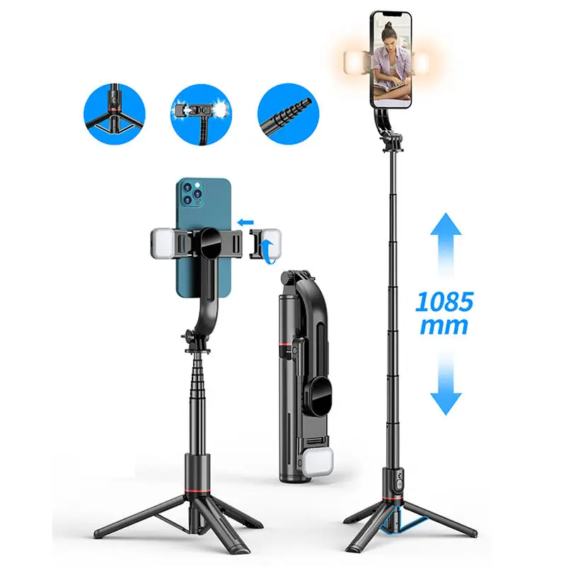 

Extendable Bluetooth Selfie Stick Tripod Stand All-in-one Desktop Mobile Phone Bracket Double Fill Light Live Broadcast L12D