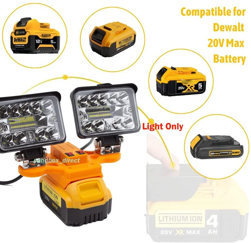 

Cordless LED Worklight 5600LM 2head USB Fast Charge For DeWalt 20V 60V MAX XR DCB205 Li-Ion Battery Camping Portable Lantern