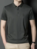 grey black green polo shirts men business casual turn down collar short sleeve tees male daily tops 2022 spring summer clothings