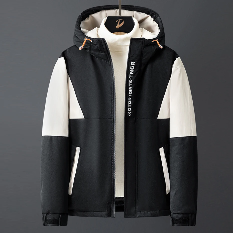 2022 Winter Down Jacket Men Fashion Patchwork Jackets Coats Male Winter Parkas Down Coat Casual Hooded Down Jackets