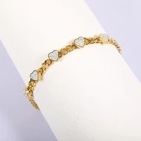 hip hop shiny heart zircon bracelets for women stainless steel hand chain crystal love grinding chain wrist jewelry gifts