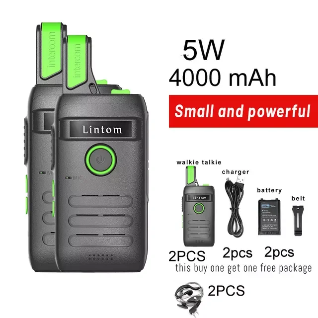 

Rechargeable Long Range Two-Way Radios 2 Pack Walkie Talkies with Earpiece Li-ion Battery and Charger Included Pация