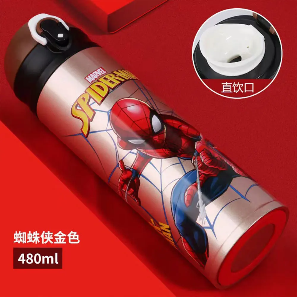 

Disney Cartoon Stainless Steel Thermos Cup Boy Summer Cup Captain Spiderman Water Bottle Outdoor Travel Portable Cup 480ML