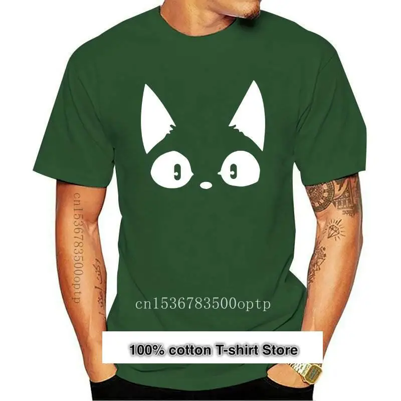 

Camiseta 2021 de algodón con cuello redondo para hombre, camisa con estampado de gato, manga corta, fresca, 100%