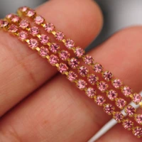 ss681012 10m light rose crystals gold setting rhinestones cupchain diy garment accessories decorative diamond belt stones