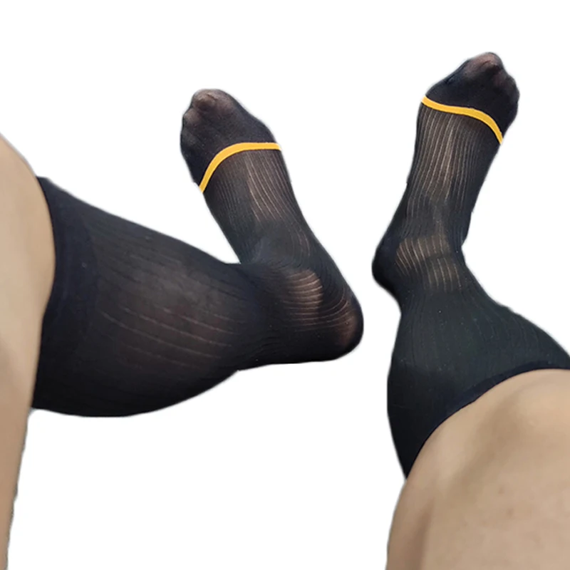 

1 Pair Sexy Ultra Thin Dress Tube Socks Men Sheer Stockings Erotic Wear Business Formal Male Gay Socks calcetines hombre