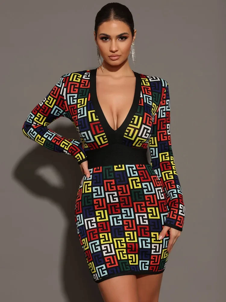 2024 женское сексуальное жаккардовое черное мини-облегающее бандажное платье