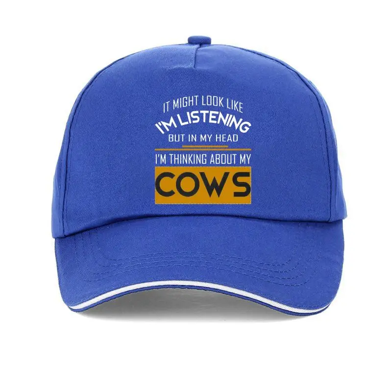 

Sun hat Printed Men Cotton Baseball Cap Funny cow i'm thinking about my cows Women
