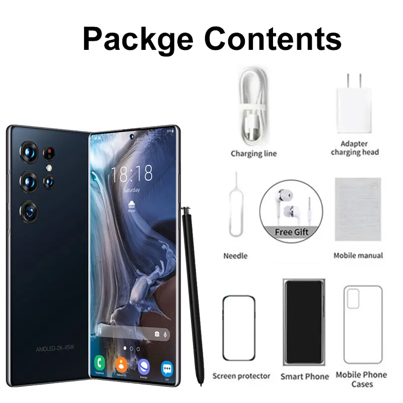 2022 new s22 ultra with stylus smartphone 7 3 inch 16gb1tb 7300mah 5g network unlock smart phone mobile phones global version free global shipping
