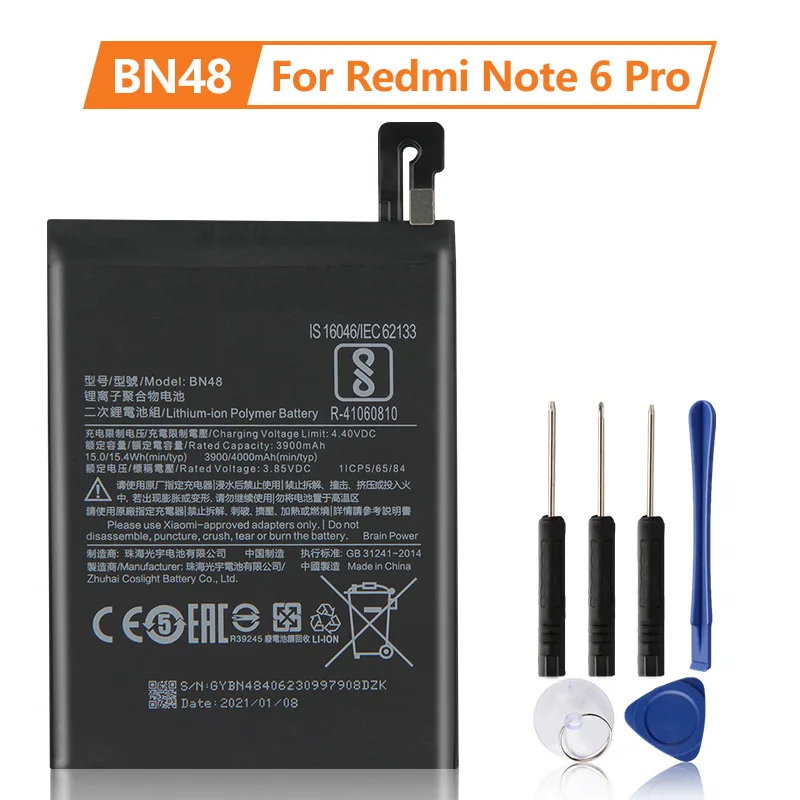 

Новый Сменный аккумулятор для телефона BN48 для Xiaomi Redmi Note 6 Pro Note6 Pro 4000 мАч