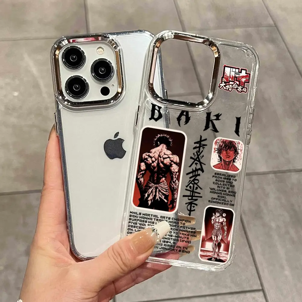 Фото Стильный чехол Cool B-Baki HanmaS для iPhone 17 Air 16 15 14 Plus 13 12 11 Pro Max 16e, противоударный, прозрачный, с HD-печатью на задней панели №1