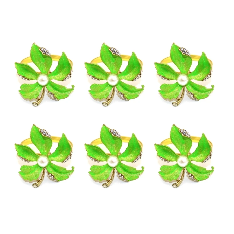 

6Pcs Green Maple-leaf Napkin Rings Wedding Serviette Holder Napkin Buckles