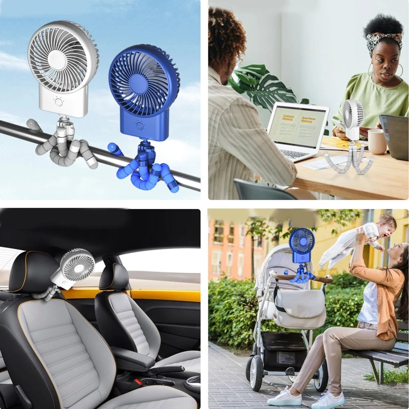 Mini Handheld Personal Portable Fan Baby Stroller Car Seat 2000mAh with Flexible Tripod Student Bed Desk Camping |