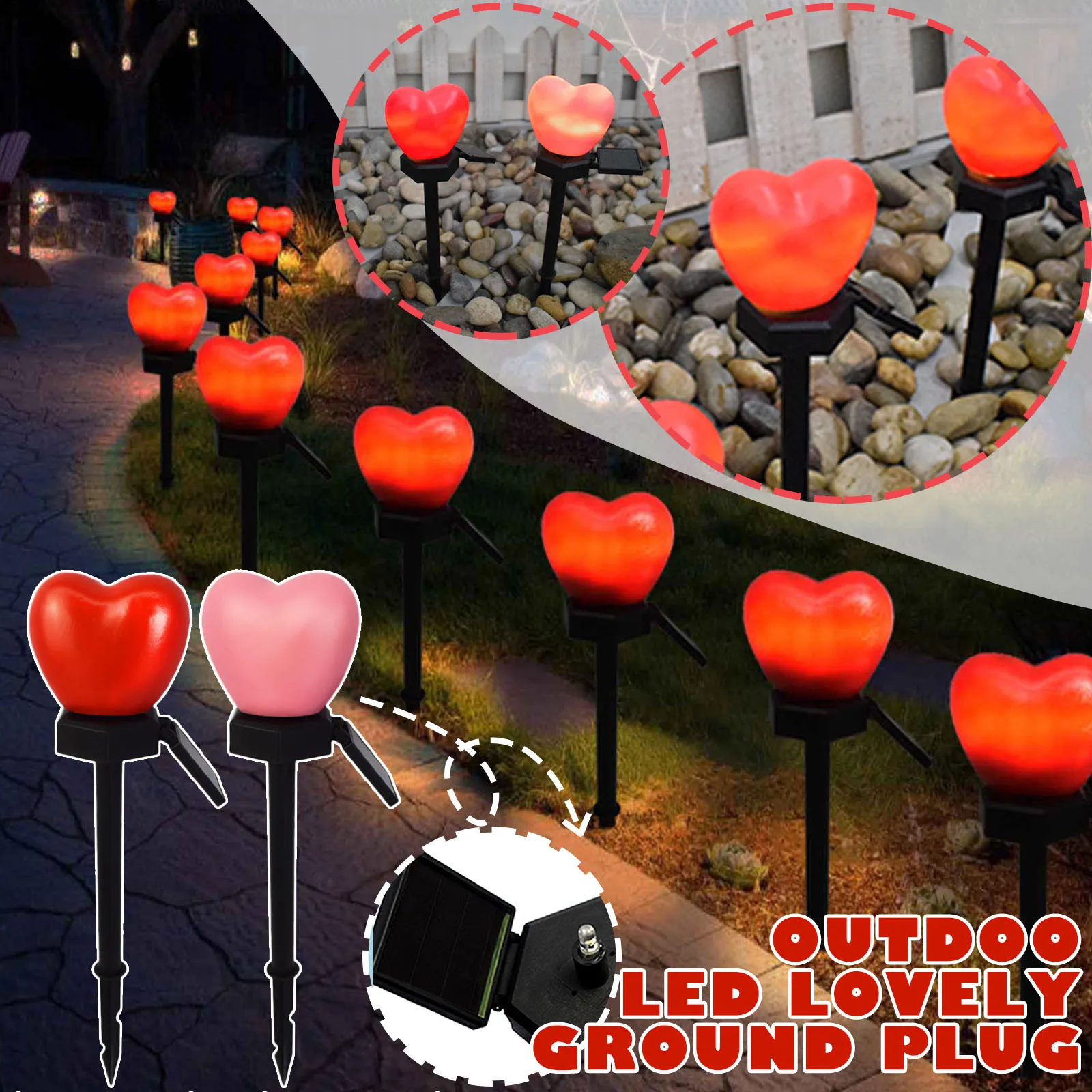 

Valentines Solar LED Garden Lights Outdoor Yard Valentine's Day Wedding Party Romantic Lawn Tree Plug Lights Gifts Decoration