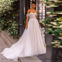 simple a line wedding dresses bubble open back 2022 draped layered tulle floor length print high quality gowns robe de ma