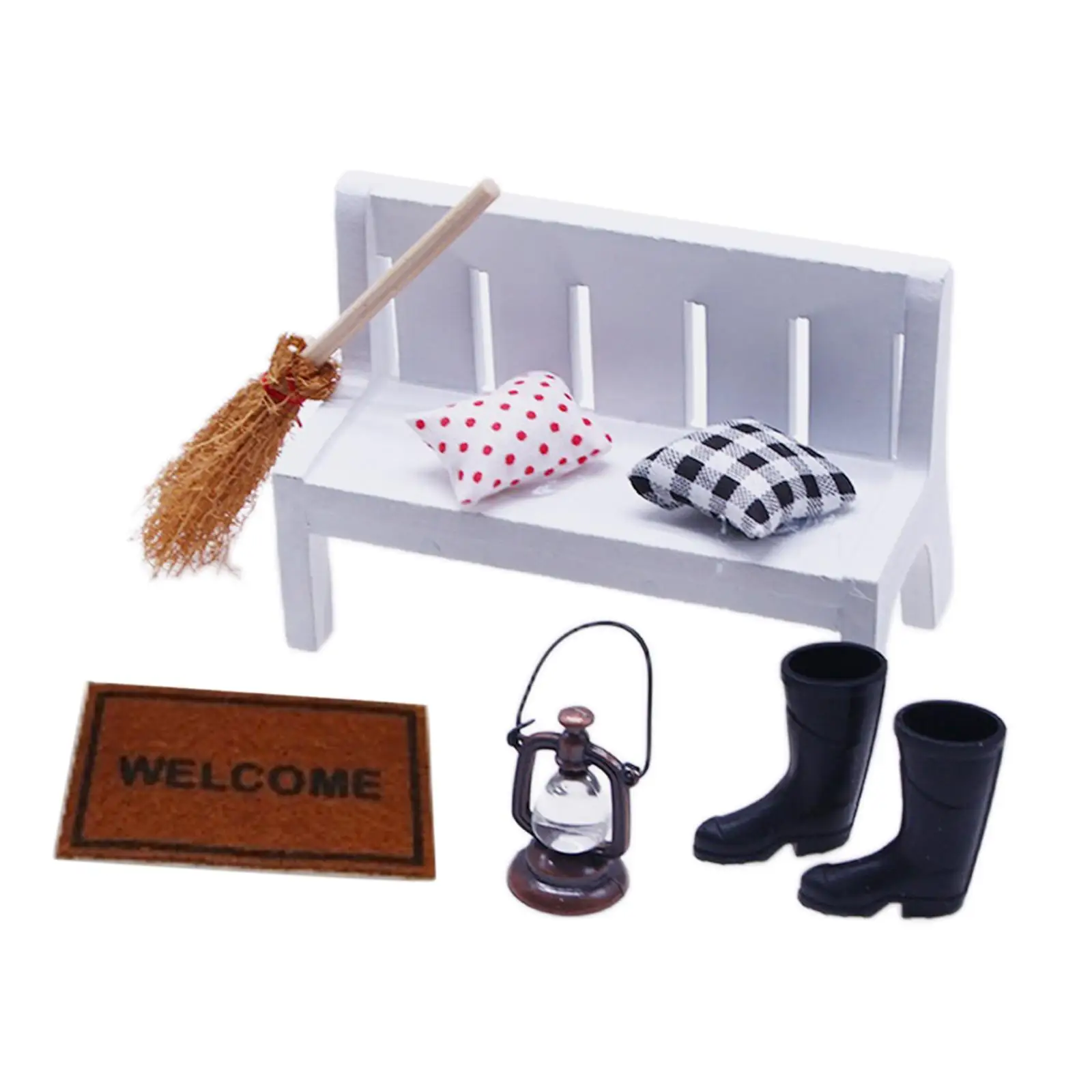 

Мебель для кукольного мини-домика, многофункциональная декоративная деревянная скамейка в масштабе 1/12 для кукольных домиков