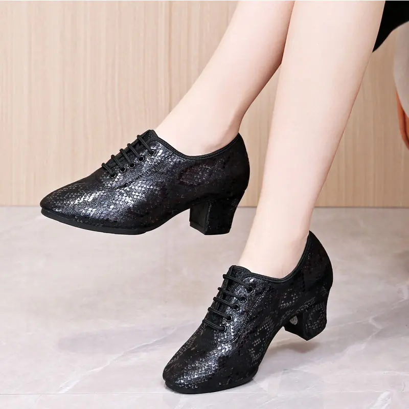 Woman's Latin Dance ShoesTango Salsa Women Ballroom Shoes Modern Waltz Middle Heeled 3cm 5cm Ladies Non-Slip Dancing Sneakers