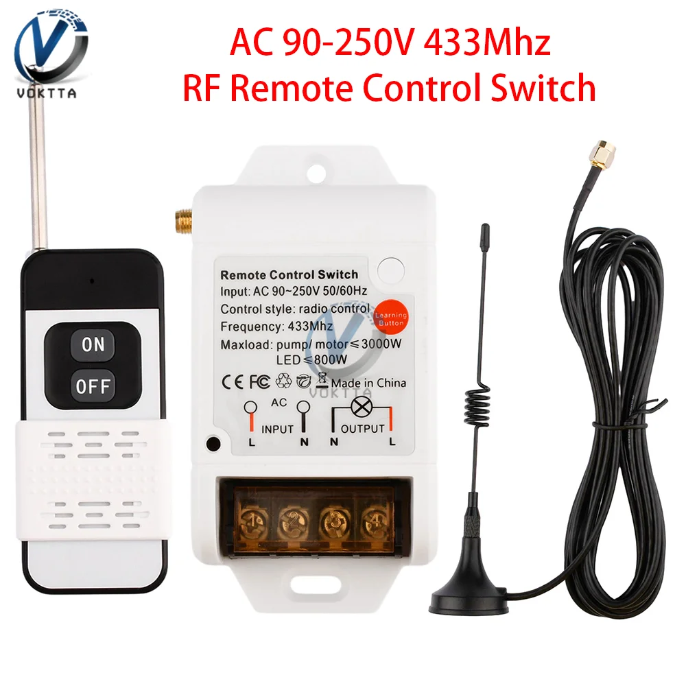 AC90-250V 433 МГц RF пульт дистанционного управления беспроводной приемник передатчик высокой мощности контроллер двигателя пульт дистанционного управления модуль