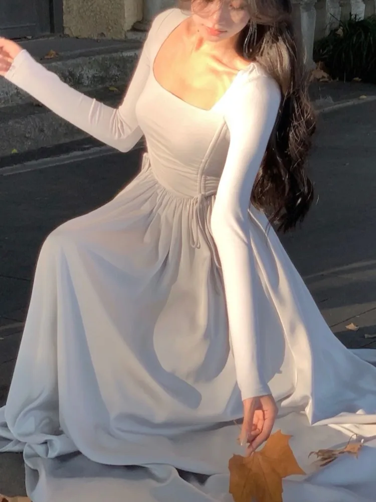 Женское платье с длинным рукавом элегантное и шикарное повседневное