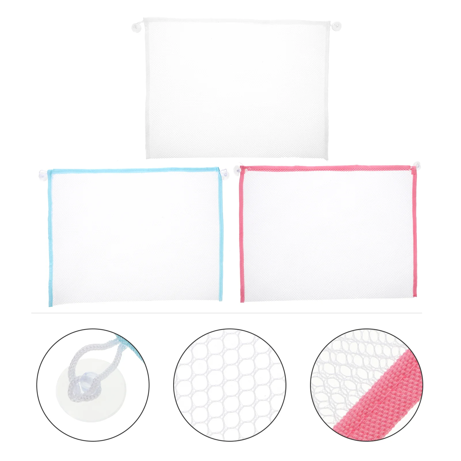 

3pcs Mesh Hanging Storage Pouches Bathroom Storage Mesh Bags (Assorted Color)