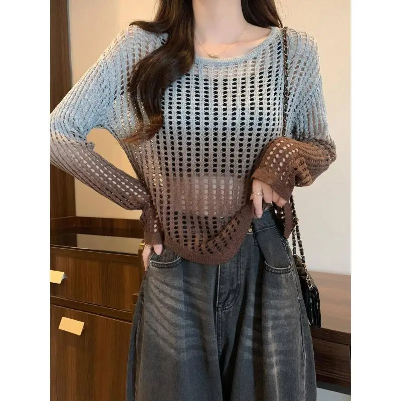 Женская блузка с вырезом на животе Новое поступление раннюю весну уникальные