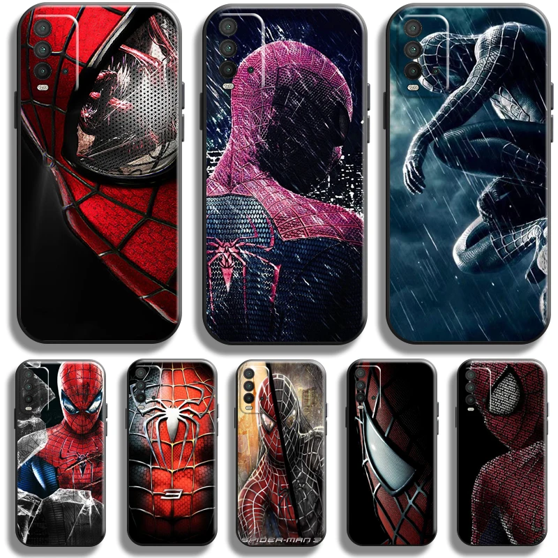 

Marvel Spiderman For Xiaomi Redmi 10 9 9T 9A 9C 8 8A Redmi Note 10 10S 9 9T 9S 5G 8 8T 7 PRO Phone Case Funda Liquid Silicon