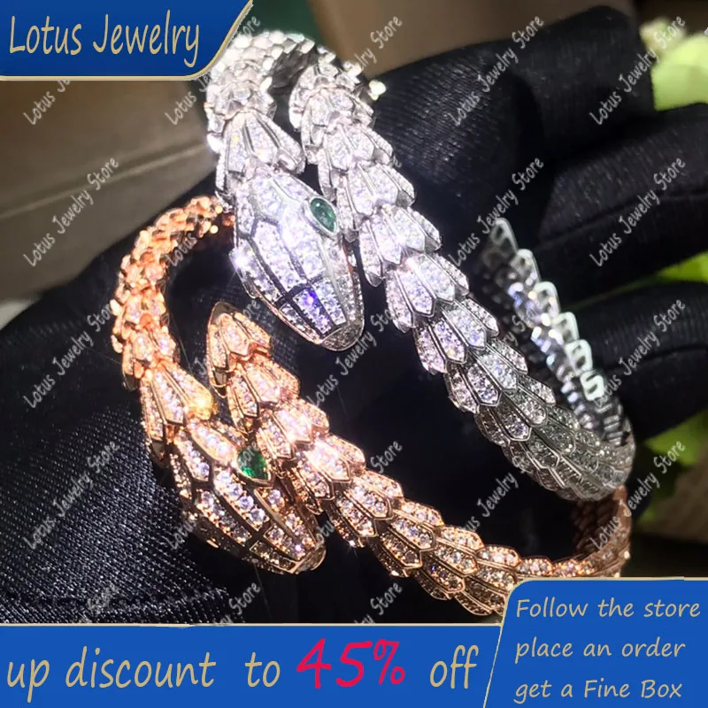 

925 Silver Fashion Classic Green Eye Fine Snake-shaped Bracelet Men's And Women's Bangle Accessories Luxury Brand Jewelry Gift
