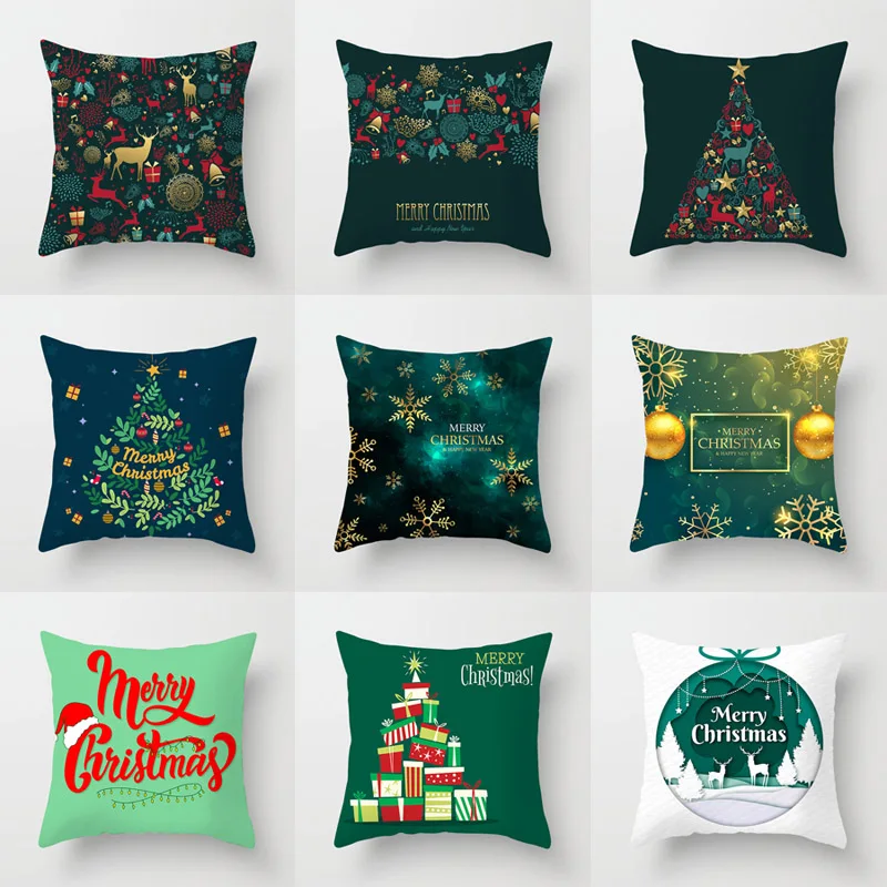 

Merry Christmas Cushion Cover Green Christmas Pillowcase Party Gift Christmas Pillow Case Cover Home Decor almohada poszewka