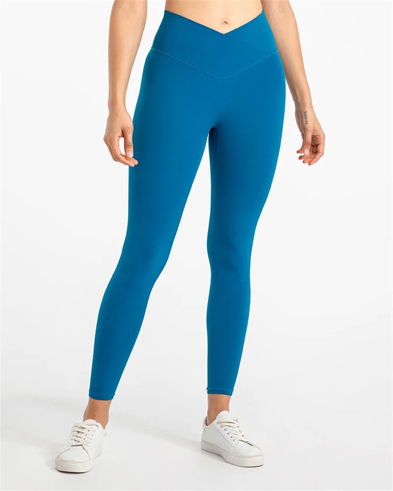 

Nake Feeling Cross Waist Breathable Elastic Full Length Yoga Leggings Hip Lift Sports Yoga Pants 18 Colors