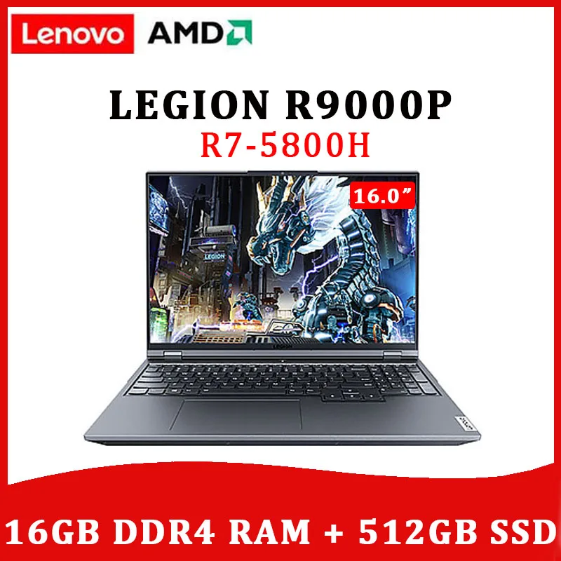 Lenovo Legion R9000P New 16.0inch Gaming Laptop AMD Ryzen7 5800H Geforce RTX 165Hz High Refresh Rate IPS Full Screen Windows11