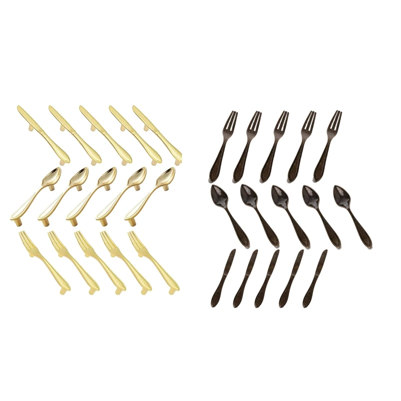 

15 Pcs Knife Spoon Fork Kitchen Cabinet Closet Drawer Pull Handles Knobs 3-Inch Center To Center