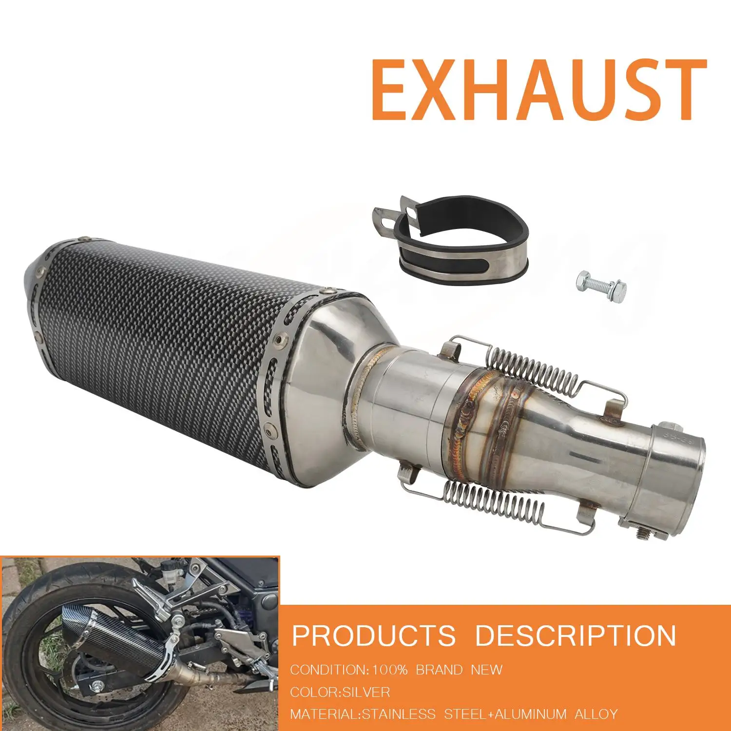 

Motorcycle Exhaust System MidPipe SlipOn Muffler with DB Killer For Kawasaki Ninja 250 300 Z250 Z300 Ninja250 Ninja300 2008-2017