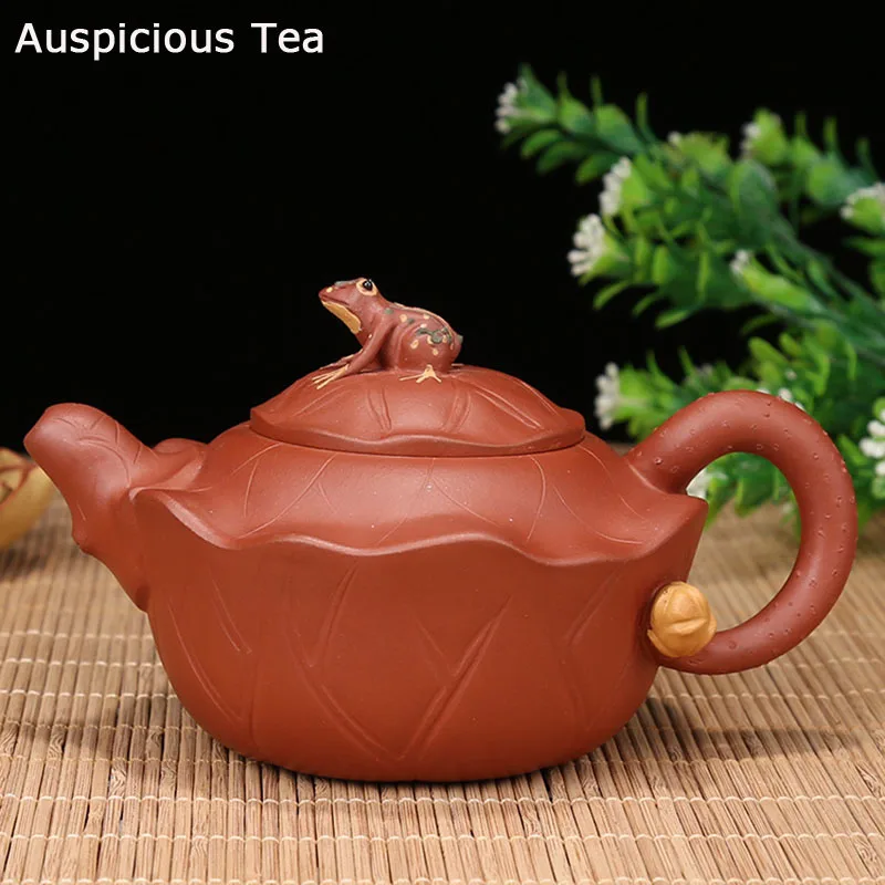 

300ml Creative Yixing Raw Ore Clear Cement Lotus Leaf Frog Zisha Teapot Handmade Household Kung Fu Teaset Tea Ceremony Drinkware