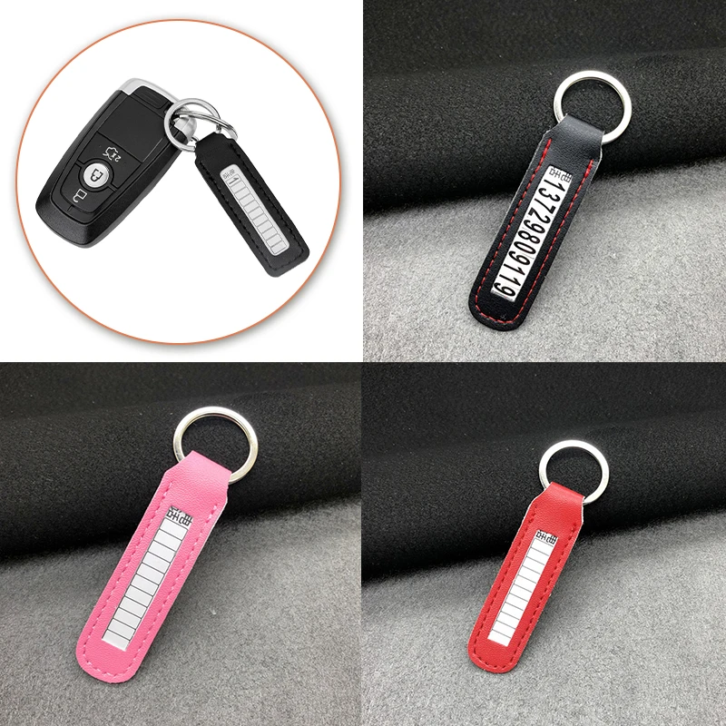 

4 Colors Anti-Lost Keychain With Phone Number Portable Brand Car Key Ring Gift