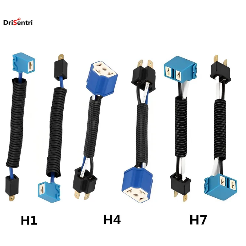 2pcs H1 H4 H7 12V Right Angle Car Light Bulb Extension Socket Holder Adapter Wiring Harness Connector for Taillight/Headlight