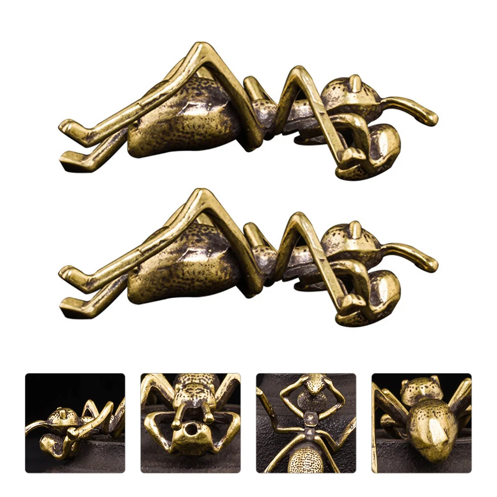 

Ant Statue Figurine Sculpture Tea Brass Shui Feng Metal Ornament Animal Pet Mini Vintage Decor Decoration Gold Cute Desktop