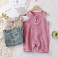 toddler newborn baby boys girl romper baby clothes summer infant kids double layer yarn one piece sleeveless baby onesie