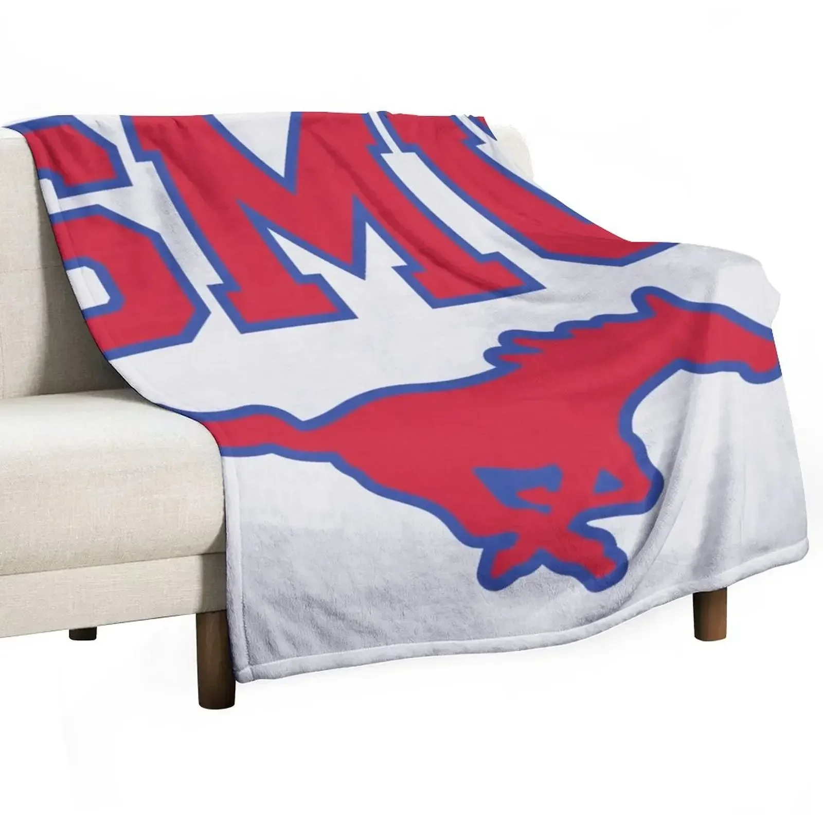 Одеяло SMU с синим логотипом и красной перуной тяжелое для сна мягкие одеяла