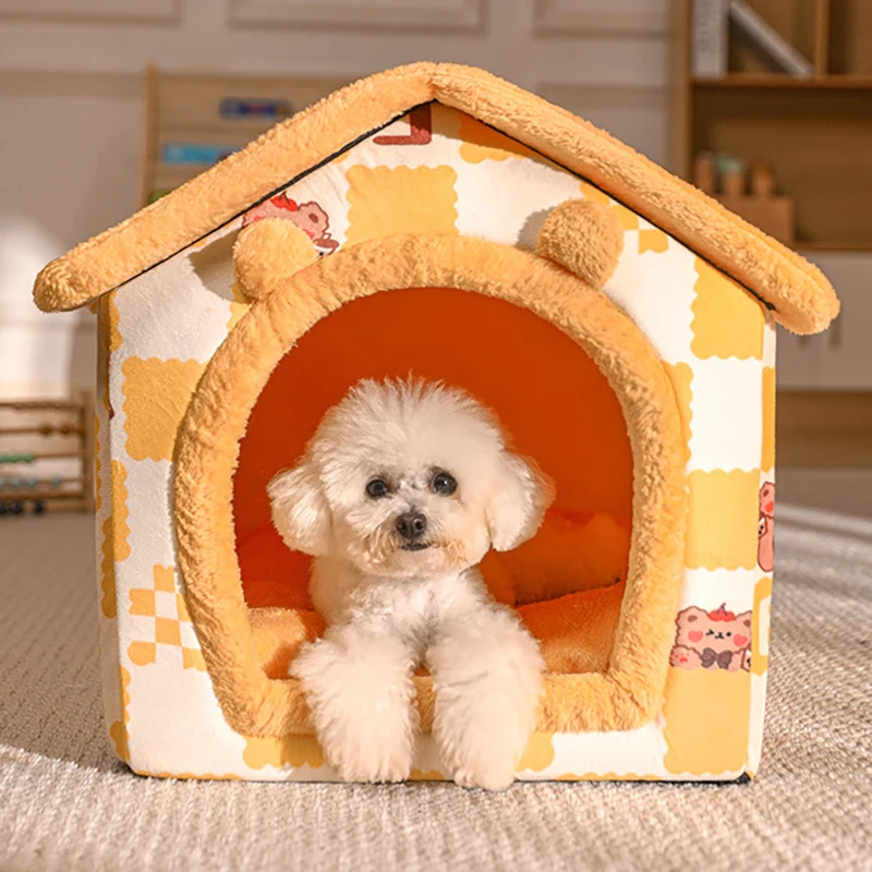 

Cat's Nest Winter Warm Removable And Washable Pomeranian Kennel Small Dog House Puppy Cave Condo Rabbit Bed Animal Pet Products