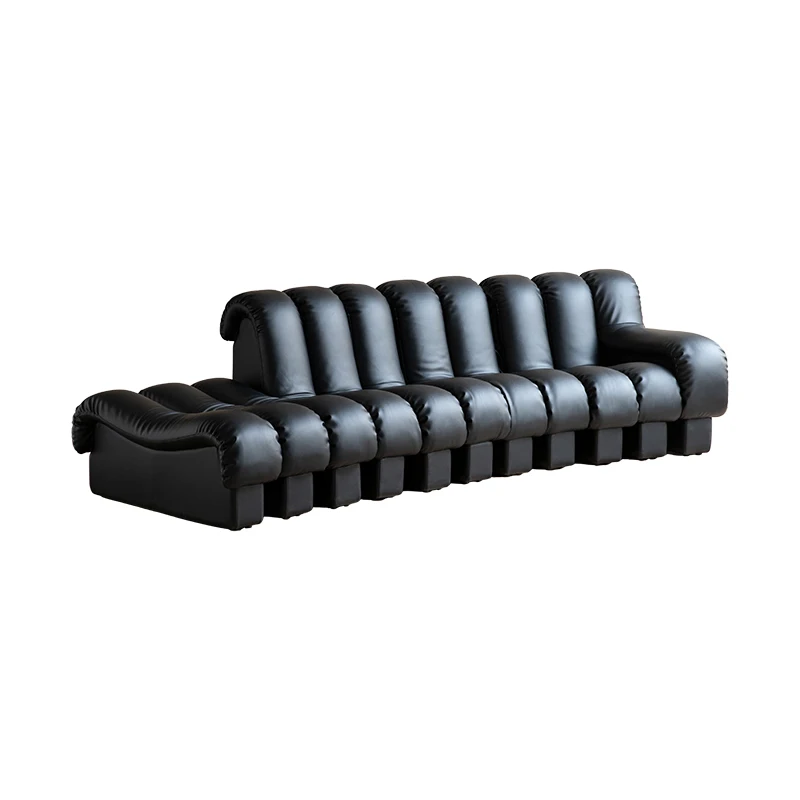 

Кожаный диван под змеиную кожу, итальянский минималистический DS600 Lin April, тот же черный диван для гостиной