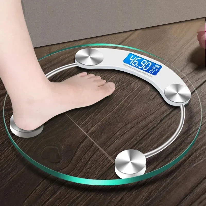 Transparent Round Digital Scale Body Weight Scale Floor Electronic Scales Smart LCD Bathroom Scales Balança 180KG Weighing Scale