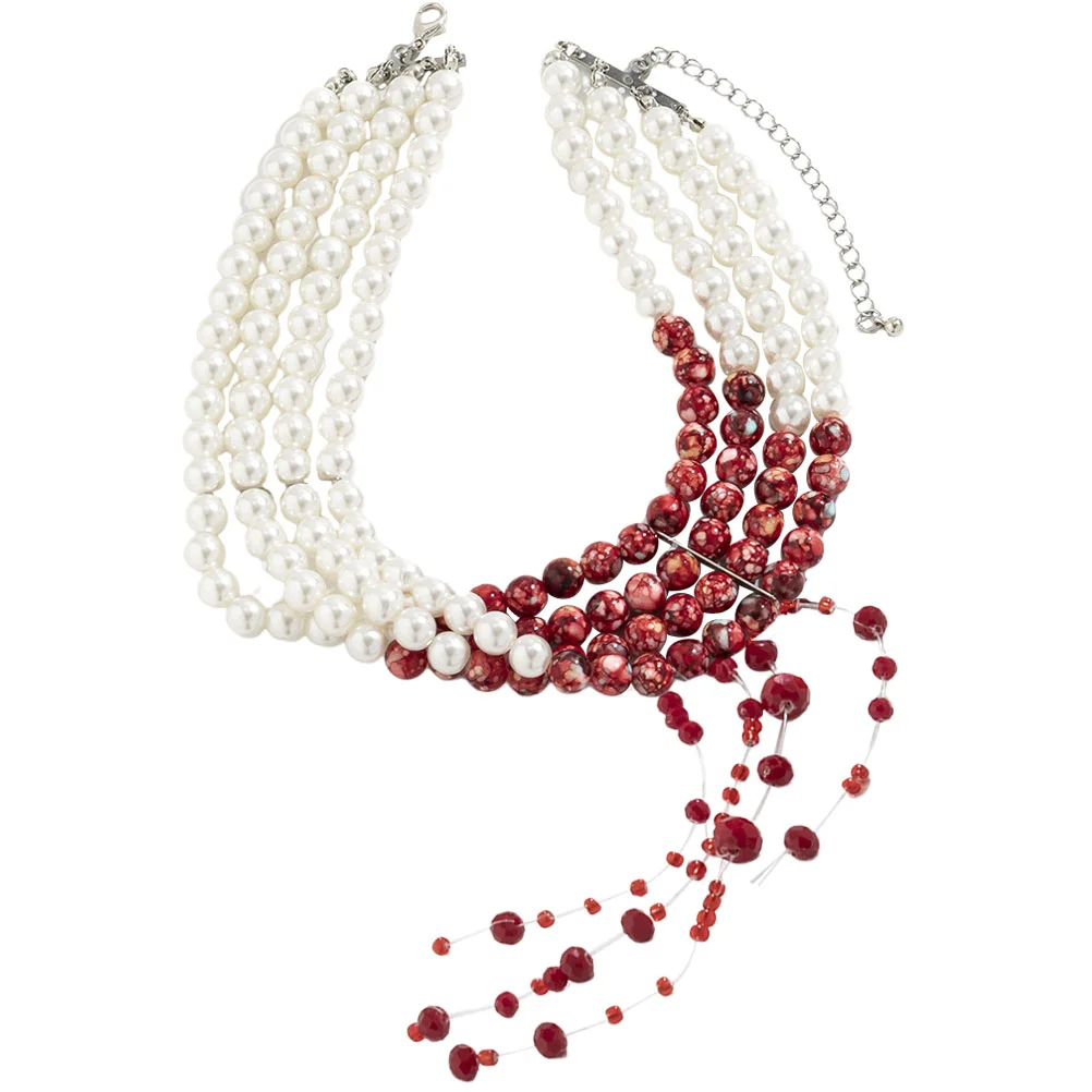 

Women Necklace Gothic Neck Jewelry Pearl Layered Neck Chain Halloween Necklace Fashionable Necklace