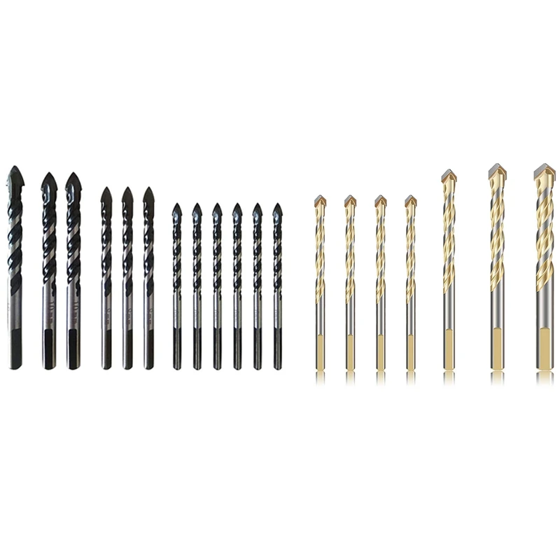 

7-Piece Drill Bit Set With Storage Case For Drilling Metal, Tile, (Gold) & 12Pcs Multi Purpose Carbide Tip Drill Bit Set