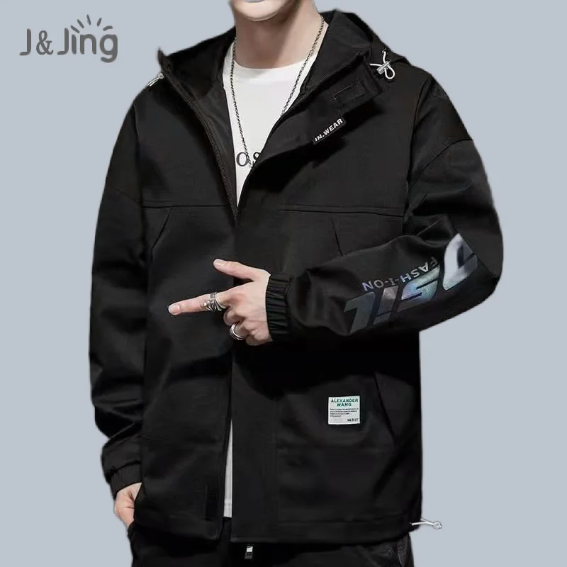 

New Mens Casual Tooling Jacket Fleece Padded Jackets Hooded Overcoat Men Coats Outdoor Sports Man Fashion Clothing Black Top 4XL