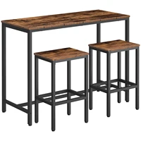 HOOBRO Bar Table and Chairs Set 47.2” Rectangular Pub Bar Table And 2 Bar Stools 3-Piece Breakfast Table Set For Kitchen
