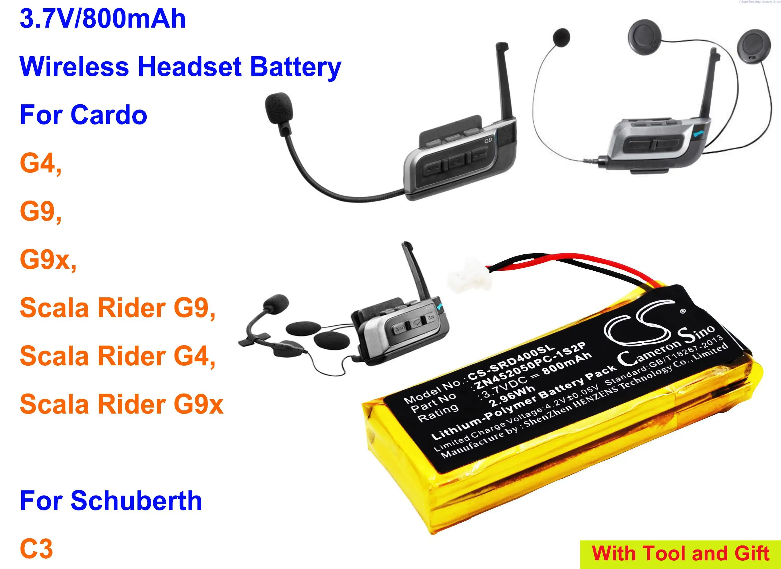 

OrangeYu 800mAh Battery BAT00002,BAT00004, WW452050-2P, ZN452050PC-1S2P for Cardo Scala Rider G4, G9, G9x, For Schuberth C3