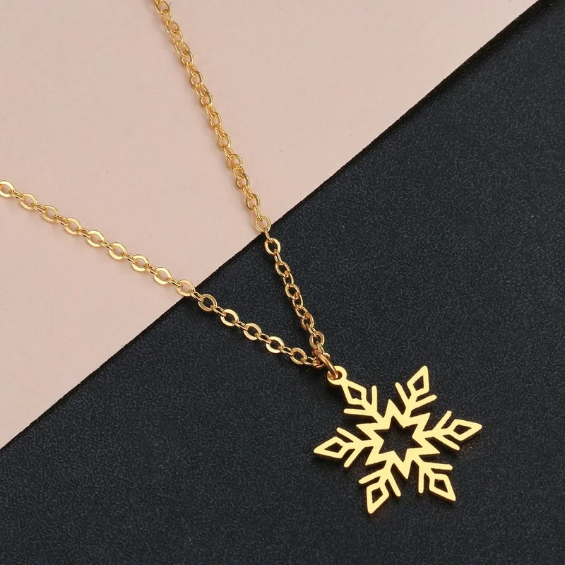 

2022 Fashion Jewelry Hollow Snowflake Pendant Female Necklace Pagan Spirit Banquet Men and Women Stainless Steel Punk Jewelry
