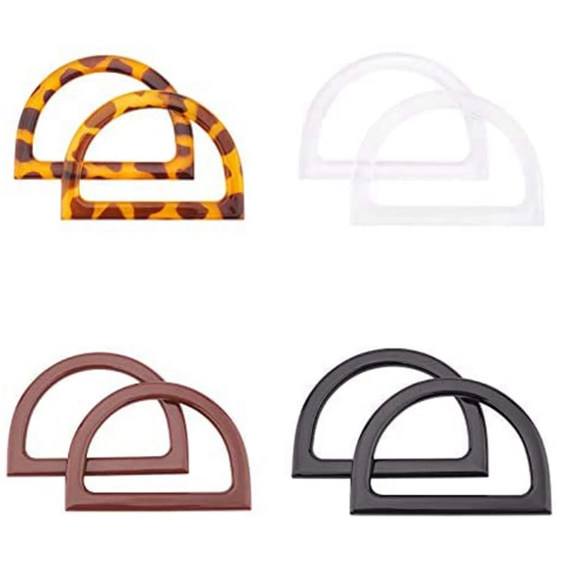 

4 Color D Shape Purse Handles 8 Pack Leopard Handles Replacement For Handmade Bag Handbags Purse Handle